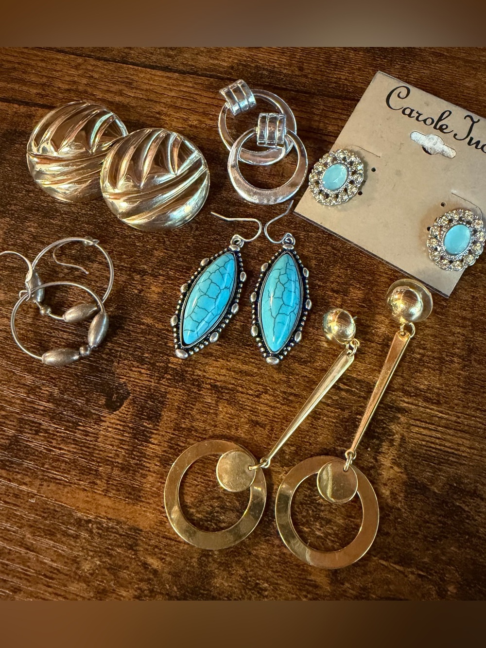 Vintage Turquoise, Silver, & Gold Earrings Hoops, Dangles & Studs